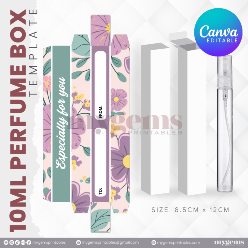 30 Designs | 10ML Perfume Box Template | Canva Editable - Image 25