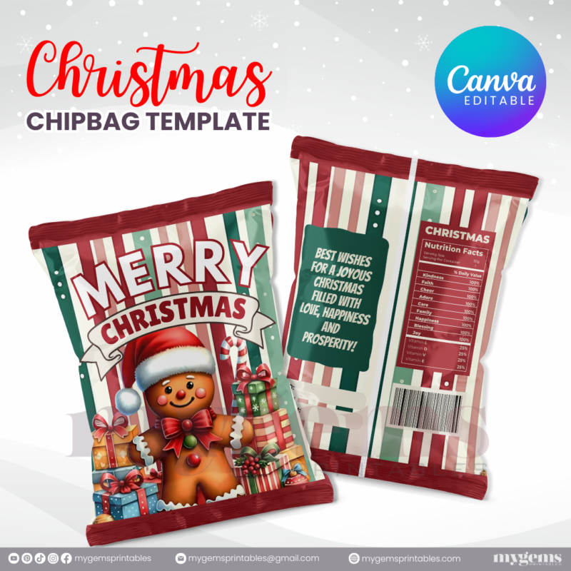 40 Designs | Christmas Themed Chip Bag Template | Canva Editable | Ready to Print - Image 29