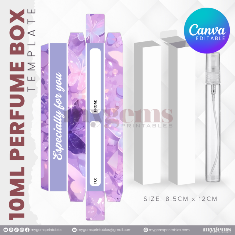 30 Designs | 10ML Perfume Box Template | Canva Editable - Image 27