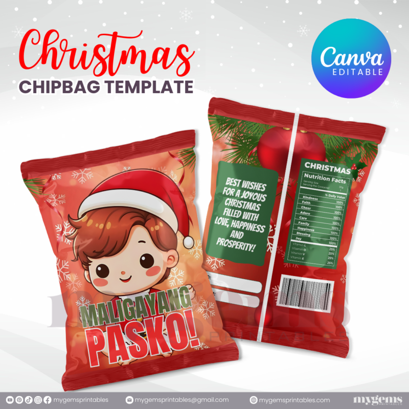 40 Designs | Christmas Themed Chip Bag Template | Canva Editable | Ready to Print - Image 28