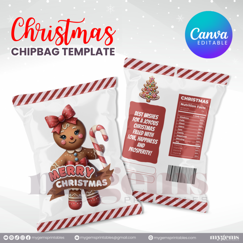 40 Designs | Christmas Themed Chip Bag Template | Canva Editable | Ready to Print - Image 27