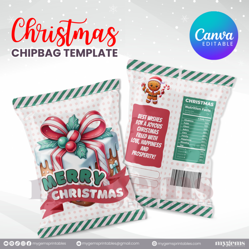 40 Designs | Christmas Themed Chip Bag Template | Canva Editable | Ready to Print - Image 26