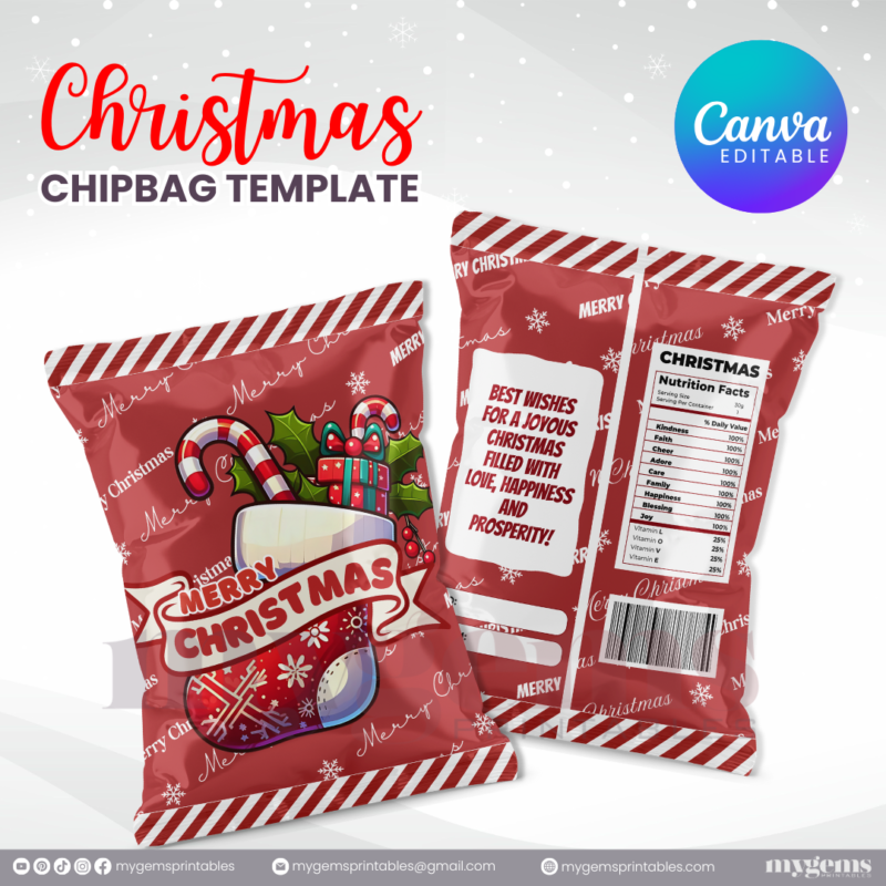 40 Designs | Christmas Themed Chip Bag Template | Canva Editable | Ready to Print - Image 25