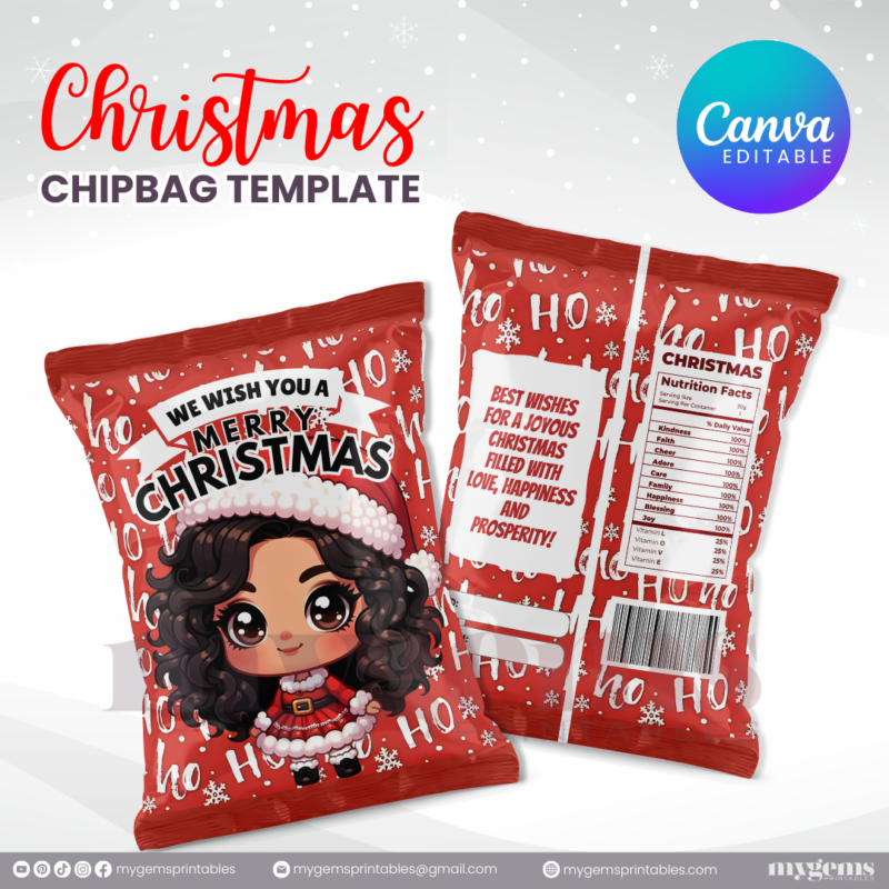 40 Designs | Christmas Themed Chip Bag Template | Canva Editable | Ready to Print - Image 9