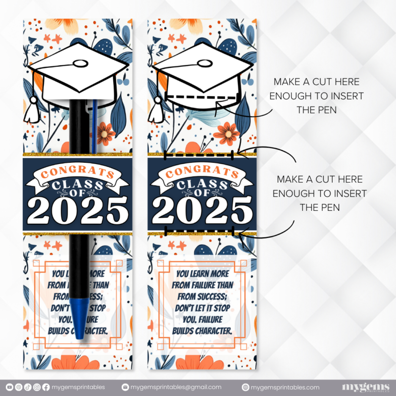 30 Designs | 2025 Graduation Pen Sleeve Template | Canva Editable | Ready to Print - Image 3