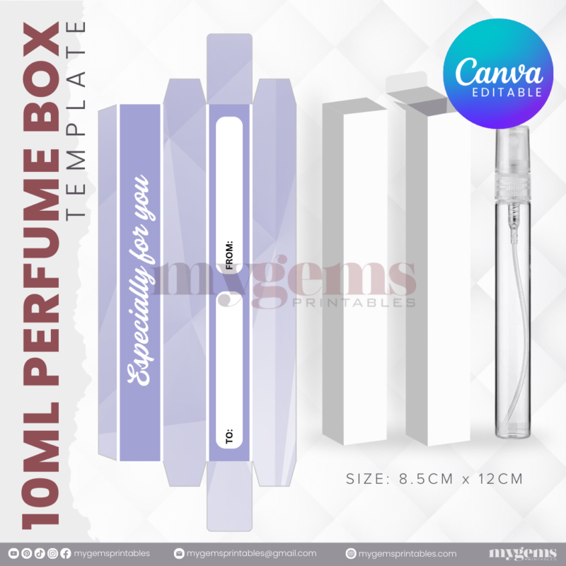 30 Designs | 10ML Perfume Box Template | Canva Editable - Image 2