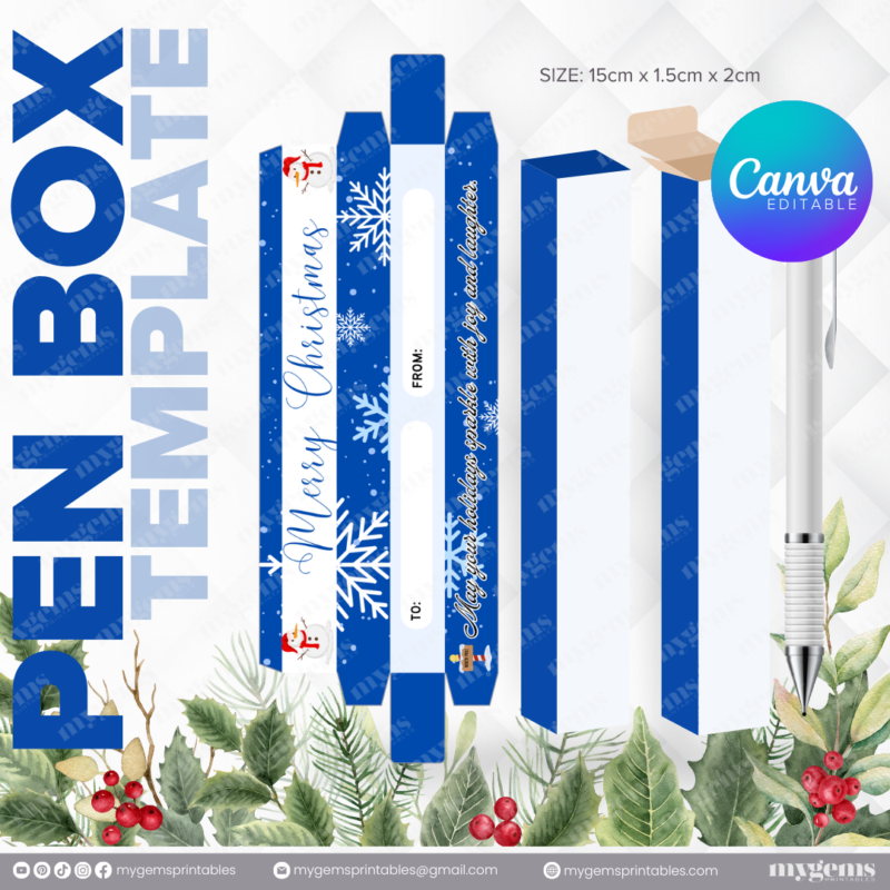 40 Designs | Christmas Themed Pen Box Template | Canva Editable - Image 12