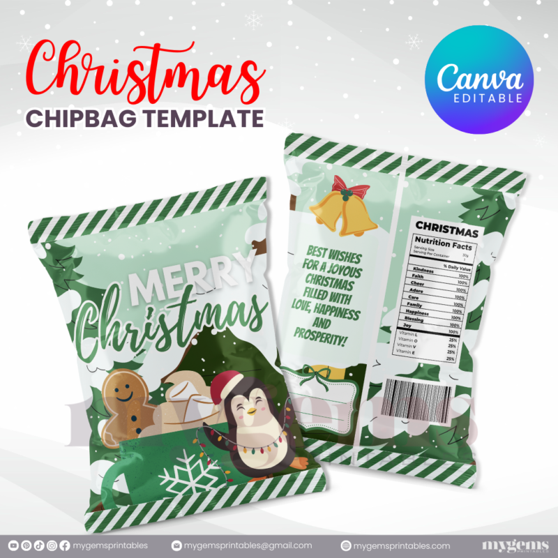 40 Designs | Christmas Themed Chip Bag Template | Canva Editable | Ready to Print - Image 22