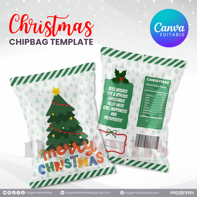 40 Designs | Christmas Themed Chip Bag Template | Canva Editable | Ready to Print - Image 40