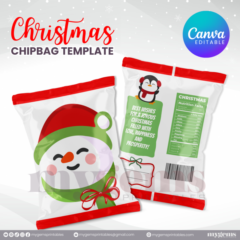 40 Designs | Christmas Themed Chip Bag Template | Canva Editable | Ready to Print - Image 39