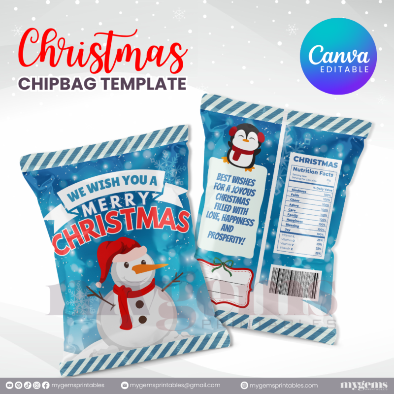 40 Designs | Christmas Themed Chip Bag Template | Canva Editable | Ready to Print - Image 37