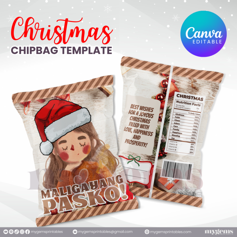 40 Designs | Christmas Themed Chip Bag Template | Canva Editable | Ready to Print - Image 36