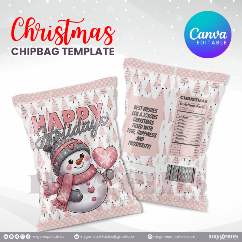 40 Designs | Christmas Themed Chip Bag Template | Canva Editable | Ready to Print - Image 8