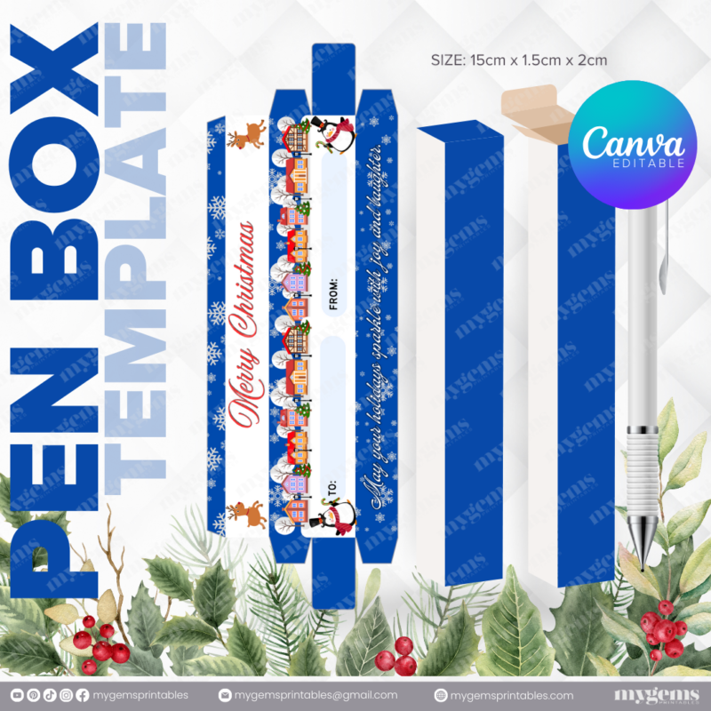 40 Designs | Christmas Themed Pen Box Template | Canva Editable - Image 39