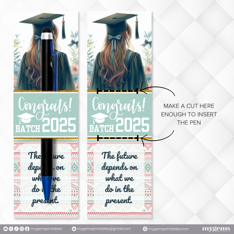 30 Designs | 2025 Graduation Pen Sleeve Template | Canva Editable | Ready to Print - Image 4