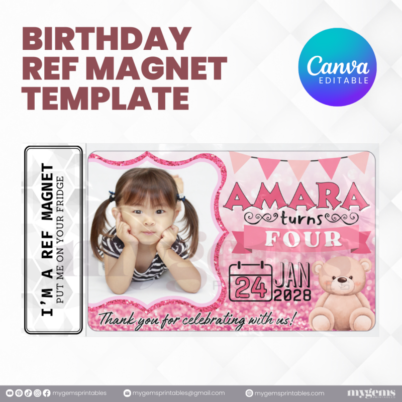 14 Designs | Birthday Ref Magnet Template | Canva PRO Editable - Image 2