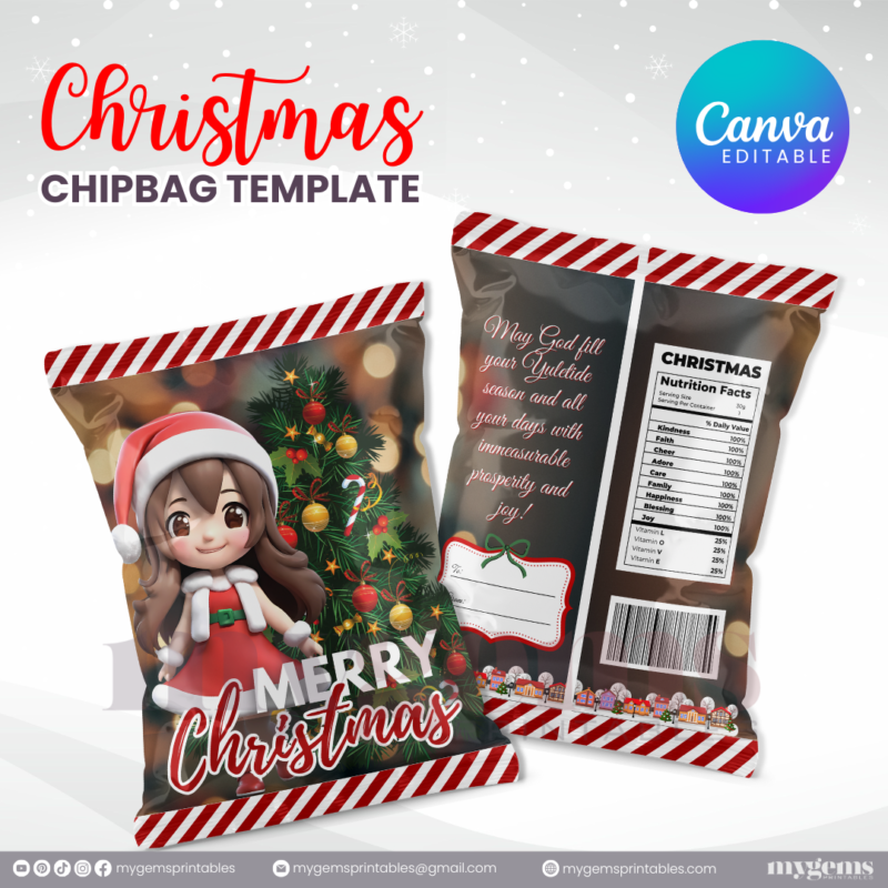 40 Designs | Christmas Themed Chip Bag Template | Canva Editable | Ready to Print - Image 35