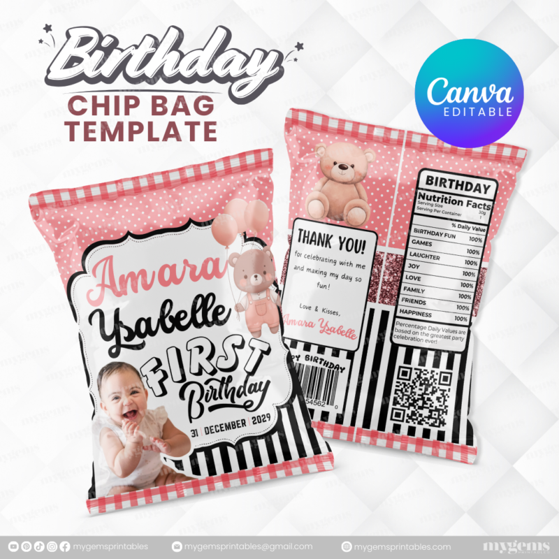 14 Designs | Birthday Chip Bag Template | Canva PRO Editable - Image 3