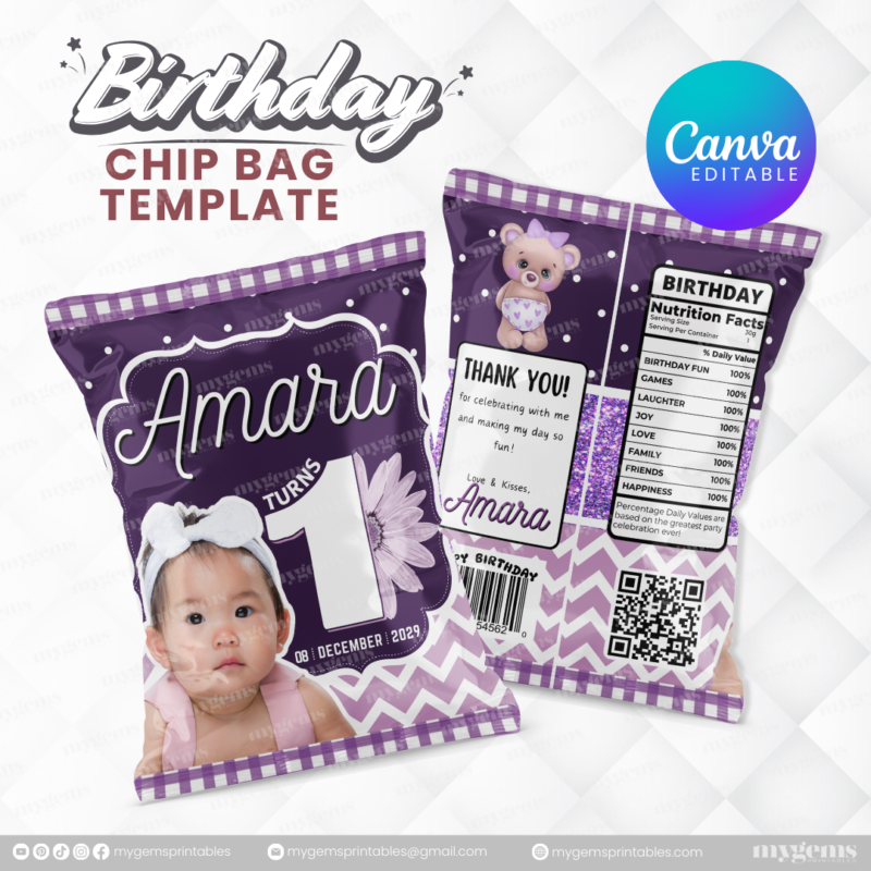 14 Designs | Birthday Chip Bag Template | Canva PRO Editable - Image 4