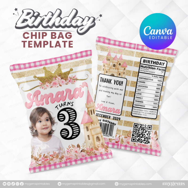 14 Designs | Birthday Chip Bag Template | Canva PRO Editable - Image 5