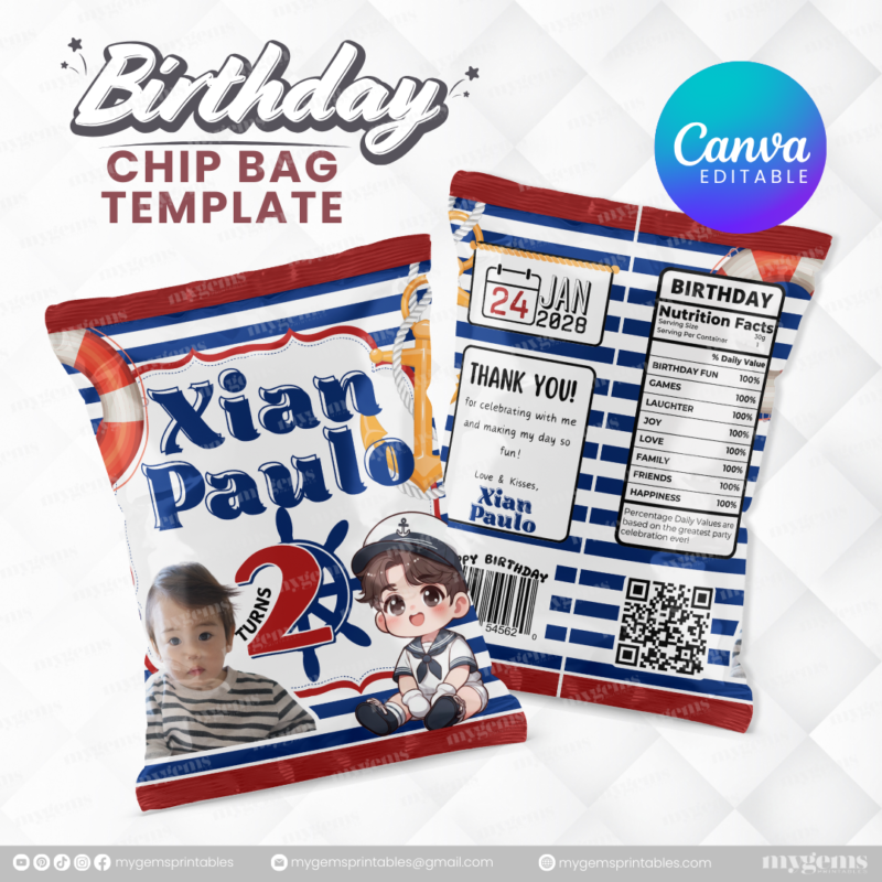14 Designs | Birthday Chip Bag Template | Canva PRO Editable - Image 6