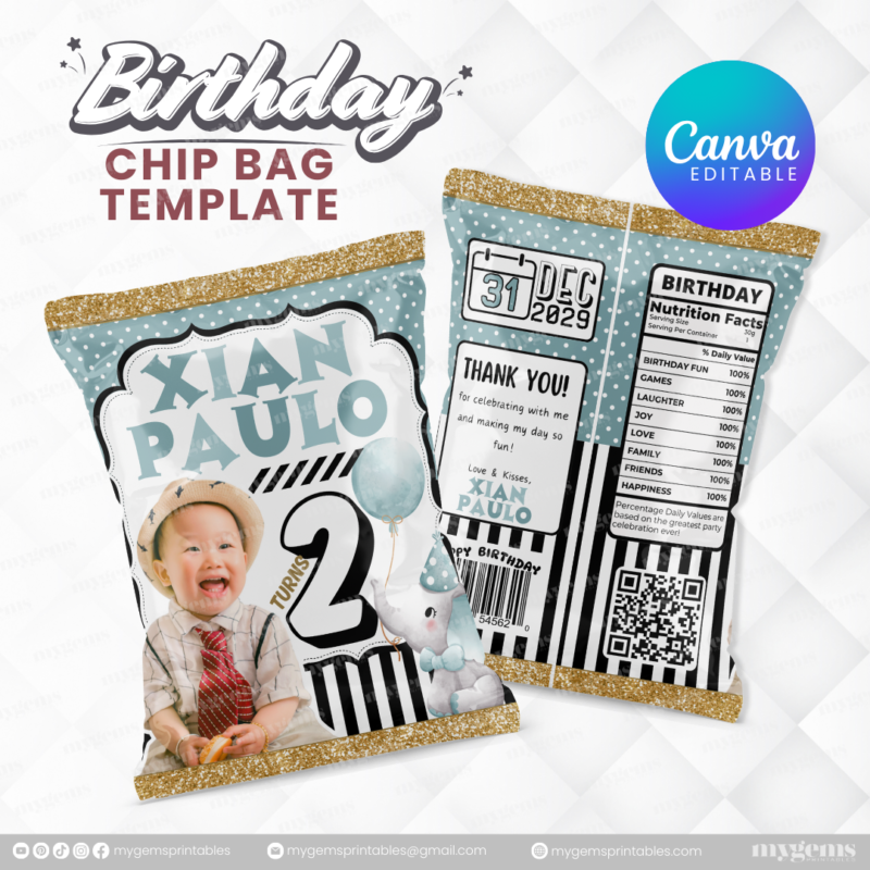 14 Designs | Birthday Chip Bag Template | Canva PRO Editable - Image 8