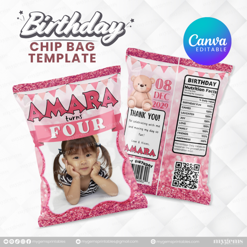 14 Designs | Birthday Chip Bag Template | Canva PRO Editable - Image 9