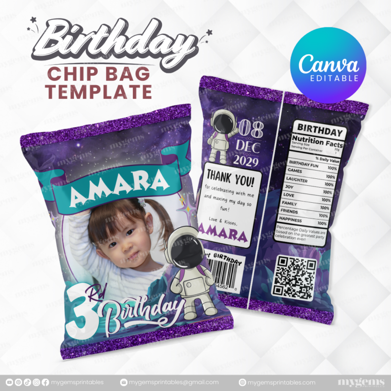 14 Designs | Birthday Chip Bag Template | Canva PRO Editable - Image 12