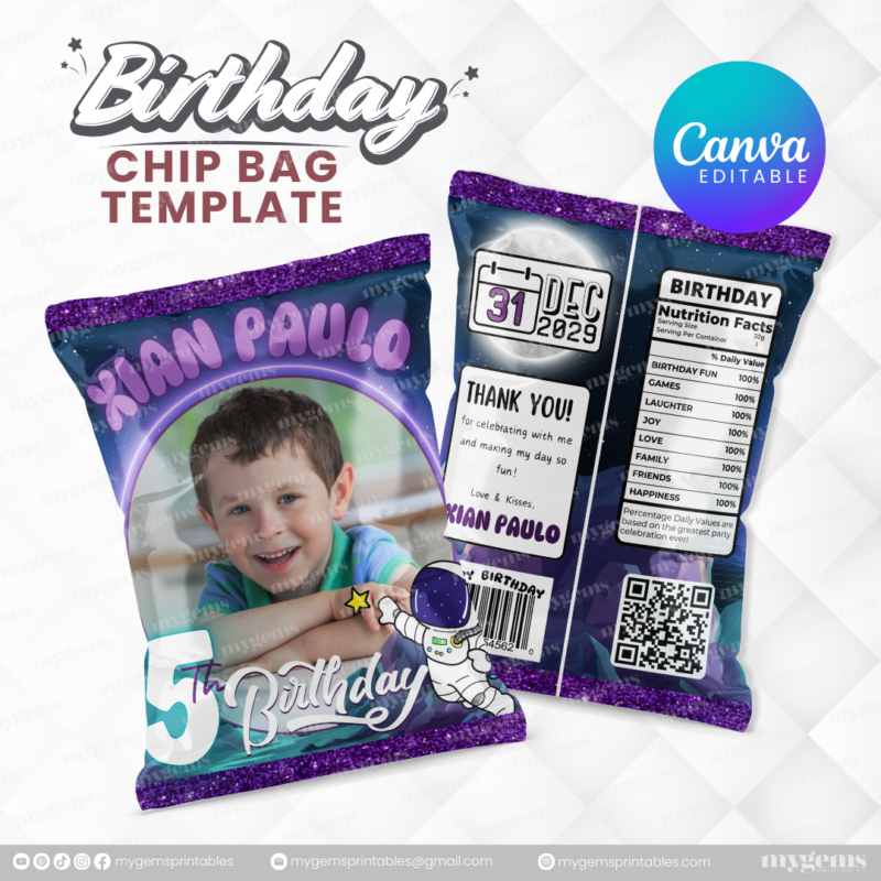 14 Designs | Birthday Chip Bag Template | Canva PRO Editable - Image 13