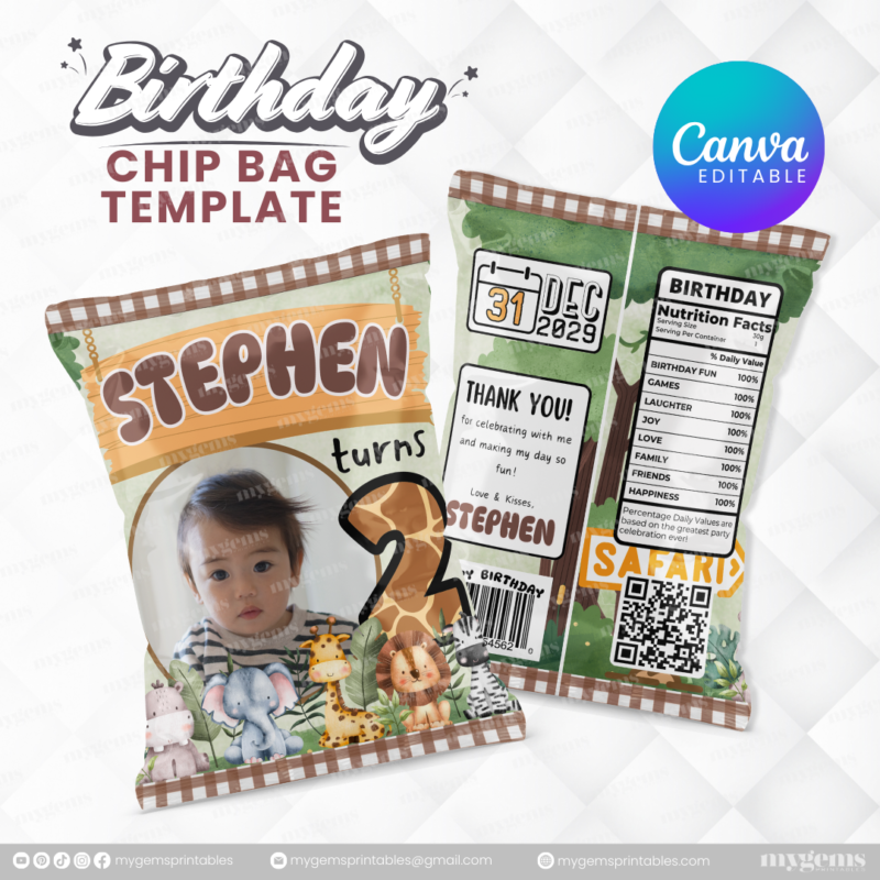14 Designs | Birthday Chip Bag Template | Canva PRO Editable - Image 14