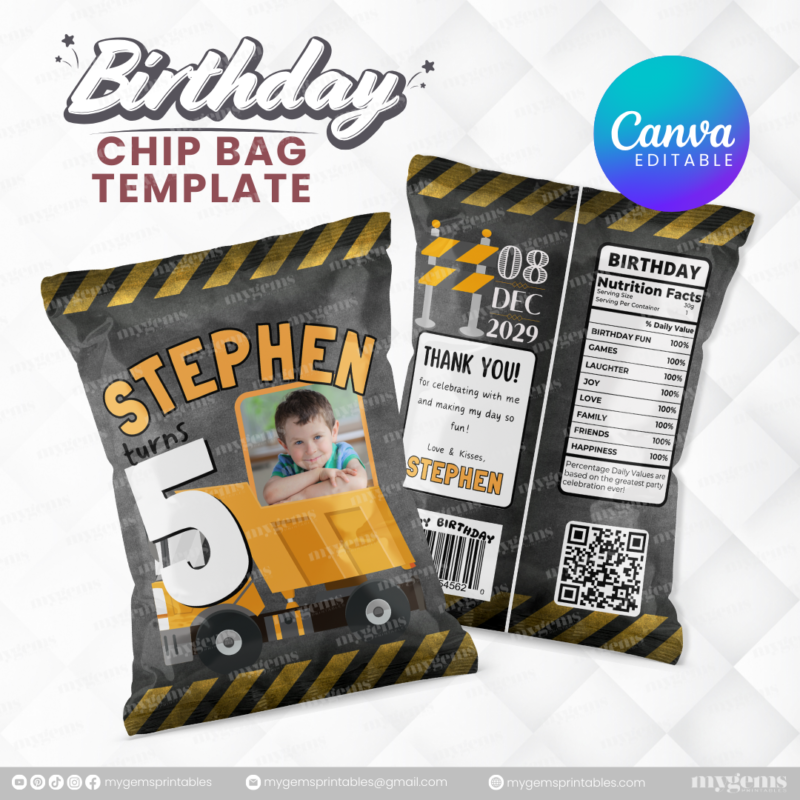 14 Designs | Birthday Chip Bag Template | Canva PRO Editable - Image 16