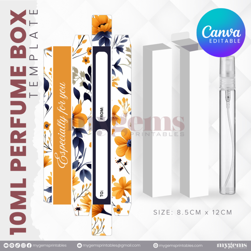 30 Designs | 10ML Perfume Box Template | Canva Editable - Image 7