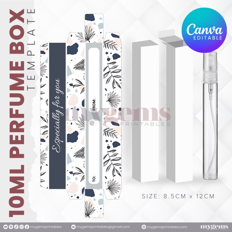 30 Designs | 10ML Perfume Box Template | Canva Editable - Image 8