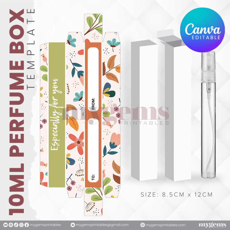 30 Designs | 10ML Perfume Box Template | Canva Editable - Image 9