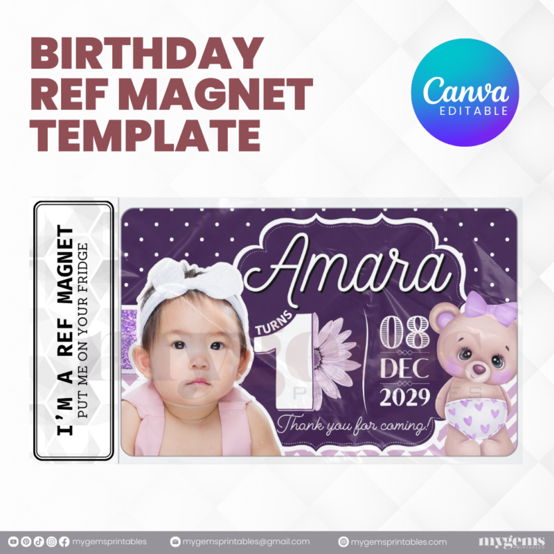 14 Designs | Birthday Ref Magnet Template | Canva PRO Editable - Image 7