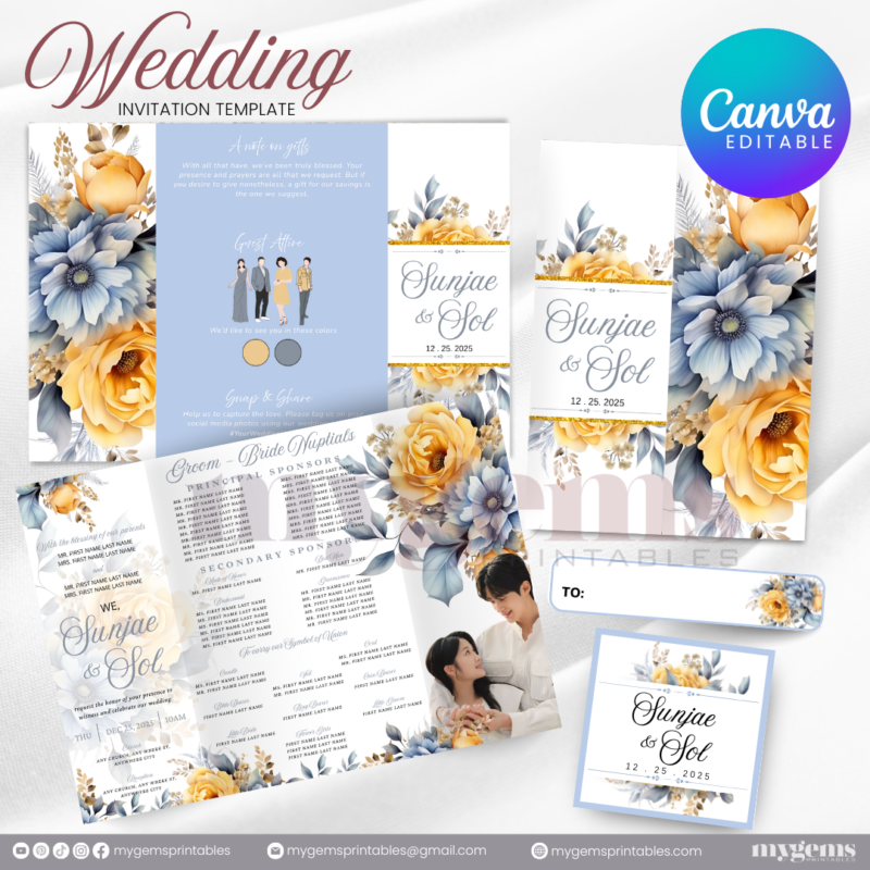 15 Designs | Wedding Invitation Design I Template | Canva PRO Editable - Image 4