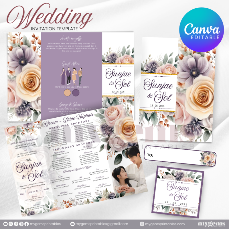 15 Designs | Wedding Invitation Design I Template | Canva PRO Editable - Image 5