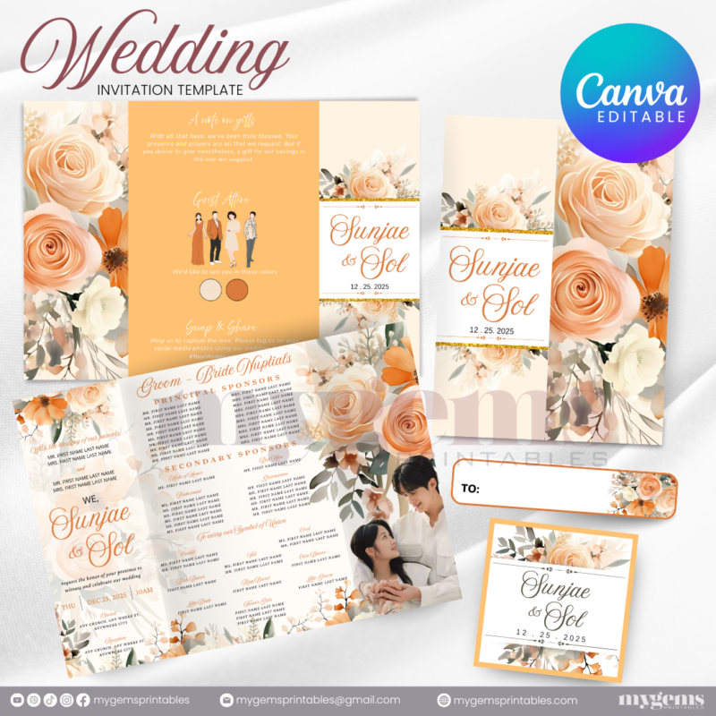 15 Designs | Wedding Invitation Design I Template | Canva PRO Editable - Image 6