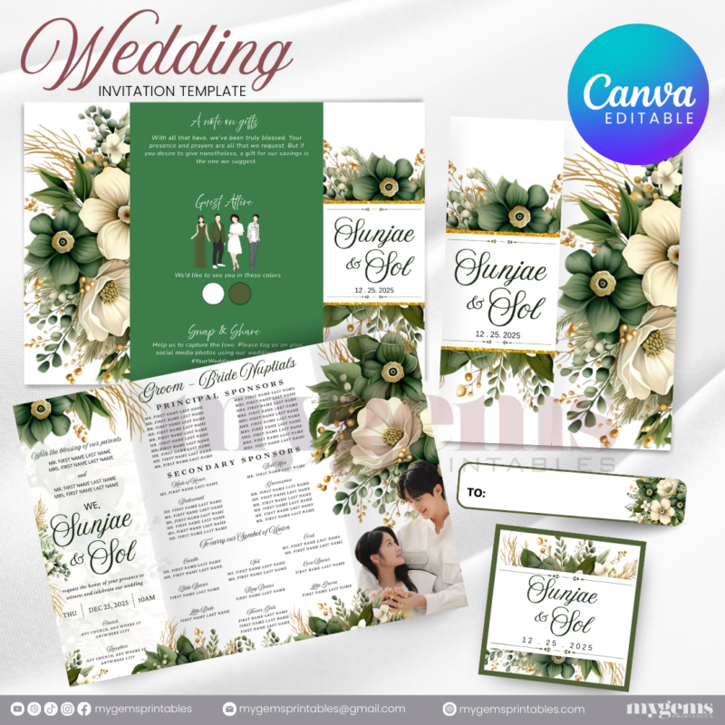 15 Designs | Wedding Invitation Design I Template | Canva PRO Editable - Image 16