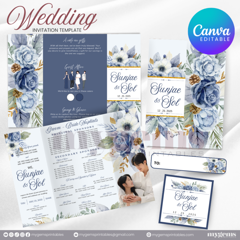 15 Designs | Wedding Invitation Design I Template | Canva PRO Editable - Image 10