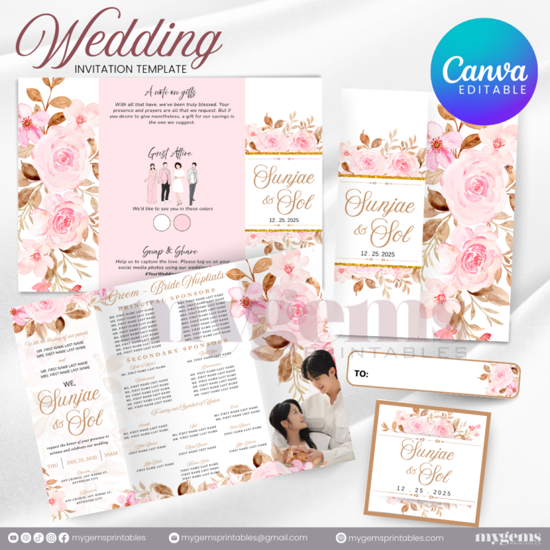 15 Designs | Wedding Invitation Design I Template | Canva PRO Editable - Image 11