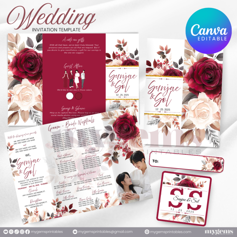 15 Designs | Wedding Invitation Design I Template | Canva PRO Editable - Image 13