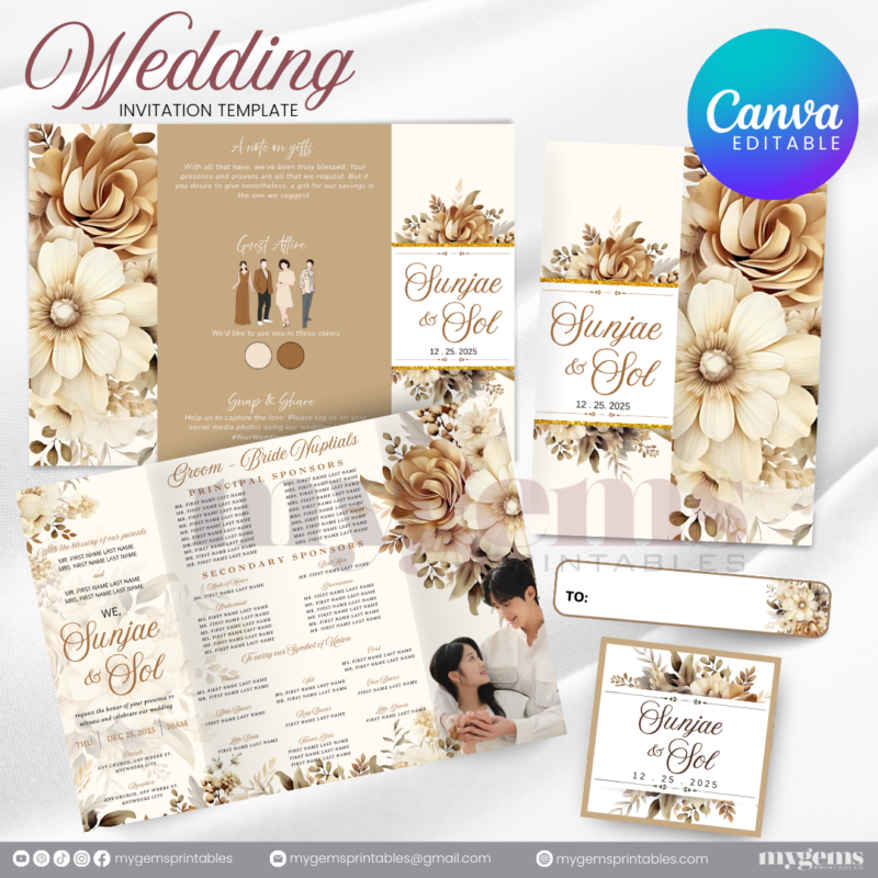 15 Designs | Wedding Invitation Design I Template | Canva PRO Editable - Image 14