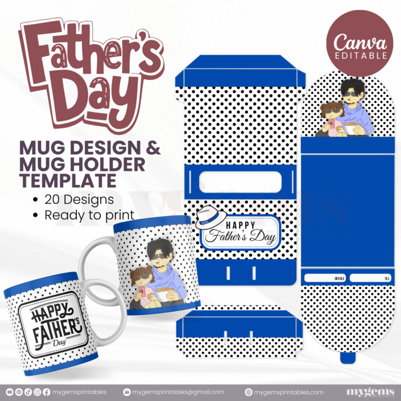 20 Designs | Father's Day Mug Design & Mug Holder Template Bundle  | Canva Editable - Image 19