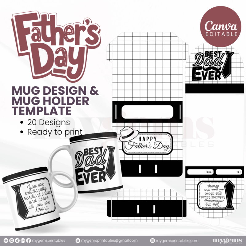 20 Designs | Father's Day Mug Design & Mug Holder Template Bundle  | Canva Editable - Image 22