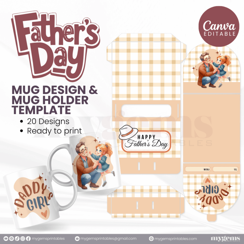 20 Designs | Father's Day Mug Design & Mug Holder Template Bundle  | Canva Editable - Image 6