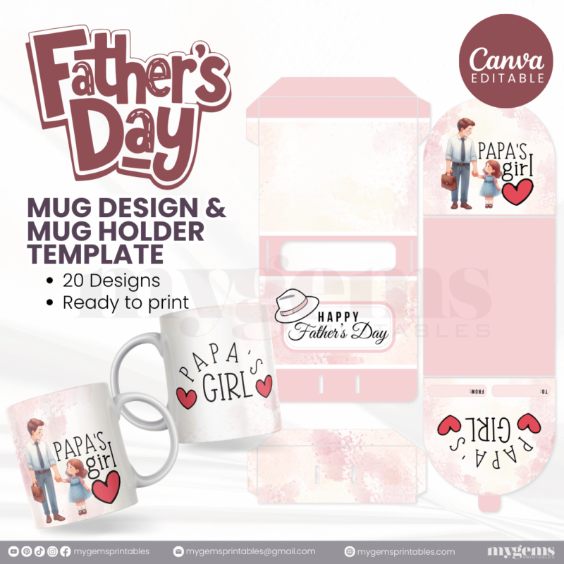 20 Designs | Father's Day Mug Design & Mug Holder Template Bundle  | Canva Editable - Image 13