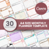 30 Designs | A4 Size Monthly Planner Template | Canva Editable