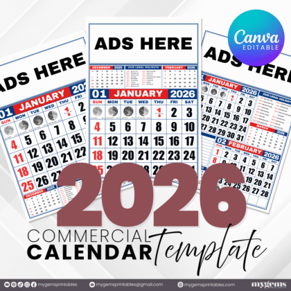 2026 Commercial Calendar Template | Canva Editable