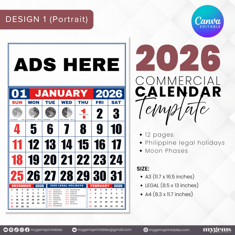 2026 Commercial Calendar Template | Canva Editable - Image 3